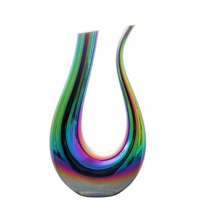 China Quickly decanted clear glass decanter for common red wine clear decanters creative harp shaped wine glass decanter for sale