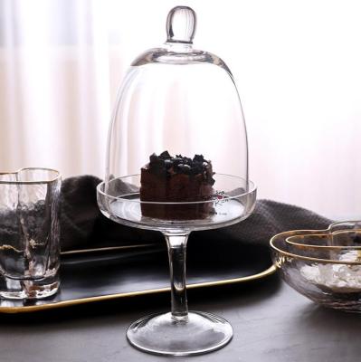 China Workable Set Clear Glass Dessert Dome Cake Cup OEM Crystal Glass Cake Cover for sale