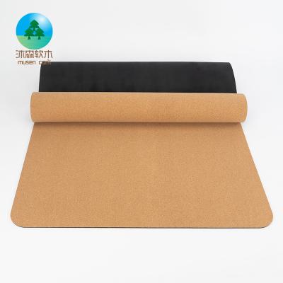 China Musen Club Yoga Cork Personalized Custom 4mm Natural Rubber Eco Friendly Cork Yoga Mat Gym Non Slip for sale