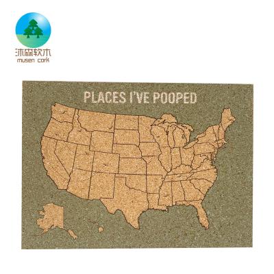 China Decorate Musen Factory Supply Customized Printing Nature Cork Square Cork Board World Map for sale