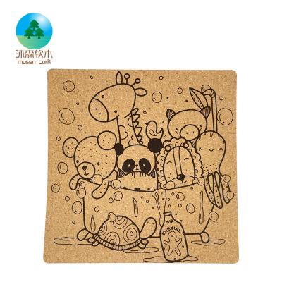 China Custom Made High Density Wholesale Musen Cork Board Color Printing Cork Board Eco-friendly Printing Square for sale