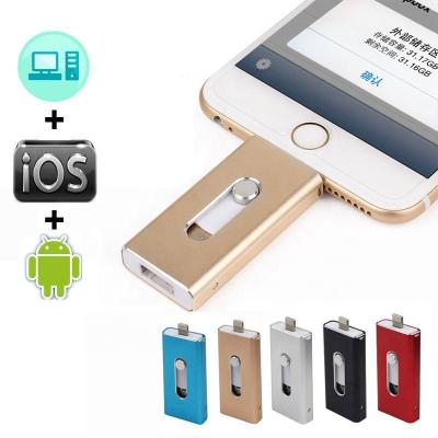 China Logo Customize Metal OTG USB 3.0 Flash Drive 16GB 8GB Drives For iPhone 12 iPad iPod IOS Android Phone for sale