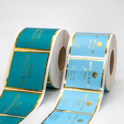 China OEM Private Label Roll Vinyl Gold Foil Rectangle Sticker Waterproof Private Waterproof Clear Decoration Printing Labels for sale