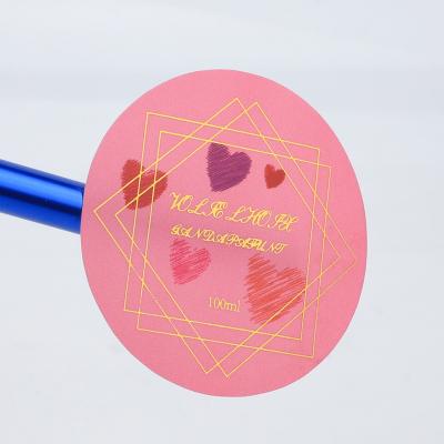 China Various Styles Waterproof Custom Self Adhesive Laminated Round Labels Sticker Round Transparent Waterproof Gold Foil Factory for sale