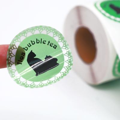 China Round Waterproof PVC Label Custom Waterproof Milk Tea Cup Drinking Cup Label Sticker for sale