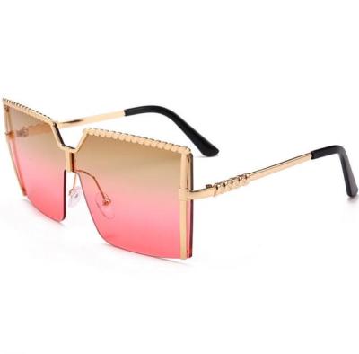 China Fashion Queena Sunglasses Shape Oversized Square Sunglasses Women Metal Half Frame Gradient Sun Glass Brand Design Shades Female Glasses for sale