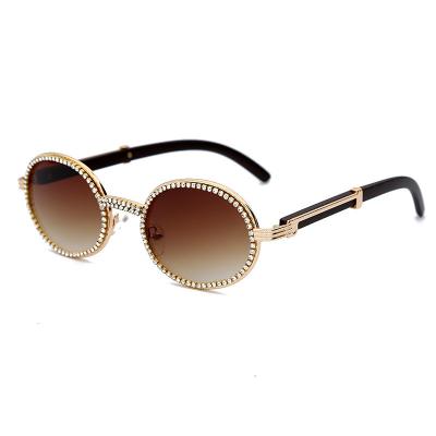 China Crystal Wood Glasses Fashion Glasses Oval Uv400 Retro Round Bogoo Sunglasses Fashion Diamond Sunglasses Men 2020 New Brand Luxury Women for sale