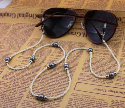 China Queena Fashion Glass Eye Silver Beaded Chain Classic Glass Chain Bead Necklace Strap /Show Stand Chain for sale