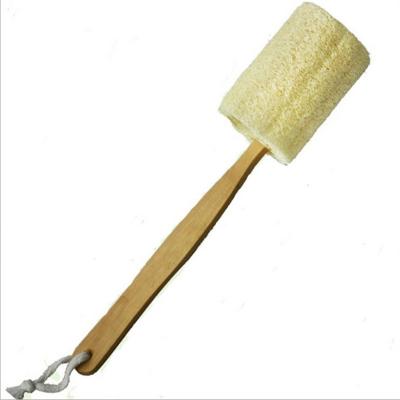 China Natural Loofah Wood Handle Long Back Sweep Natural Bristle Shower Massage Body Bath Brush Customized for sale