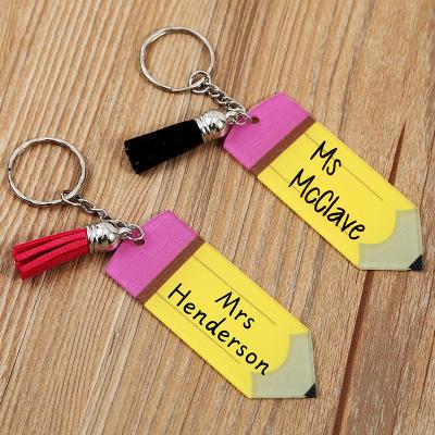 China Environmental Friendly Popular Personalized Empty Custom Acrylic Letter Tassel Key Chain Key Chain Accessories for sale