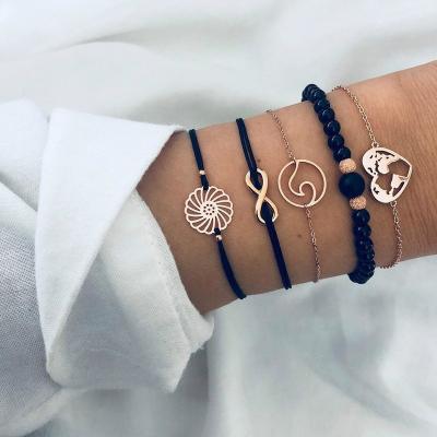 China Fashion TRENDY Handmade Simple Braided Bracelet Natural Stone Beaded Rope Bracelets Bohemian Jewelry Designer for sale