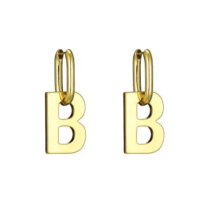 China 2022 Fashionable wholesale copper earring of the letter B simple stud earrings geometric square women's environmentally friendly earrings for sale