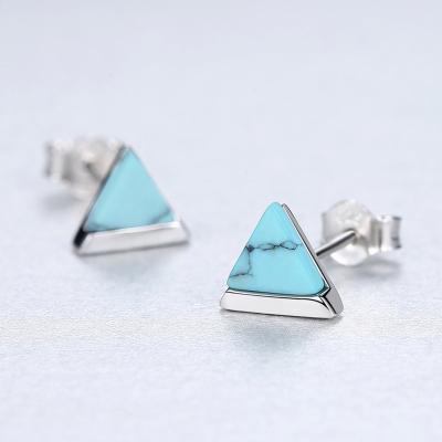 China 2022 New Classic Environmental Friendly Simple Triangular Turquoise Stud Earrings Small Stud Earrings Fashion Jewelry for sale