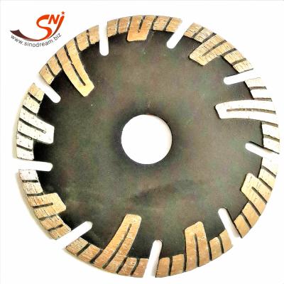 China 115*7*2.0 mm stone marble cutting disc with protecting teeth turbo diamond saw blade for sale