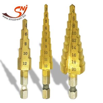 China Metal Drilling HSS Amber Color Finish Step Drill Bit for sale