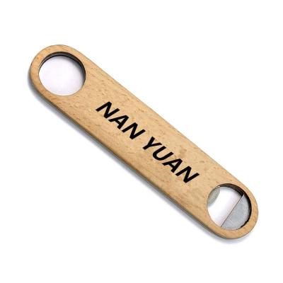 China Good Quality Viable Custom Made Wooden Style Flag Beer Bottle Opener With Wooden Handle for sale