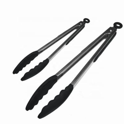 China Viable Products Handle Food Silicone Tongs Multifunctional Steel Function Cooking Tongs Salads Bread Ham BBQ Tongs for sale