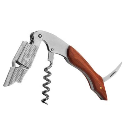 China Sustainable Double Lever Wine Servers Twist Custom Logo Multifunctional Wooden Corkscrew for sale