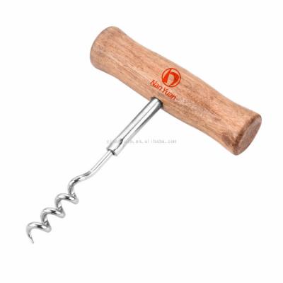 China Stainless Products Corkscrew Customized Sustainable Hot Metal T Shaped Wooden Corkscrew for sale