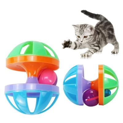 China Factory Stocked Direct Supply Explosive Ball Cat Toy Funny Multicolor Plastic Bell Cat Toy Ball Bell for sale