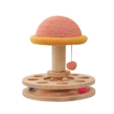 China Cat Toy Sisal Grinding Claw Solid Wooden Frame Funny Cat Scratching Board Cat Climbing Turntable Factory Direct Selling Cats for sale