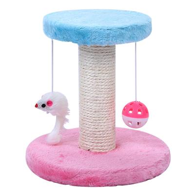 China Cats Spot Pet Toy Bell Ball Cat Jumping Rope Rat Sisal Hot Selling Double Cat Climbing Frame for sale