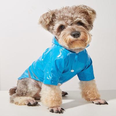 China Fashion Wholesale Drop Shipping Spring And Summer Pet Raincoat Clothes PU Reflective Dog Hooded Windproof Clothes for sale