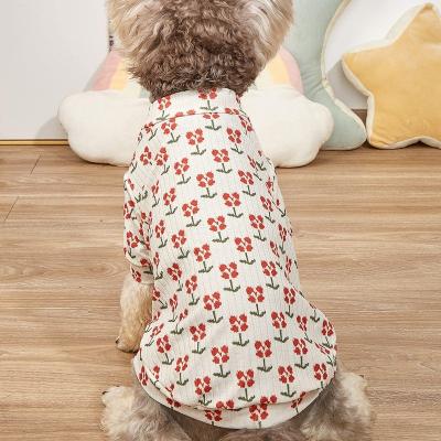 China Wholesale Fashion Drop Shipping Simple And Comfortable Pet Cat Clothes Small Dog Spring And Four Leaf Clover Printing Clothes Summer Pet Clothes for sale