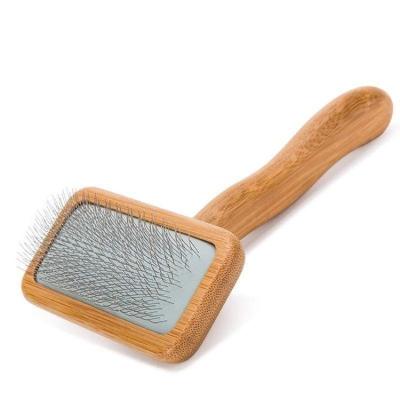 China Wholesale Viable Dog Cat Hair Brush Stainless Steel Needle With Bamboo Wooden Handle Pet Cleaning And Grooming Hair Brush for sale