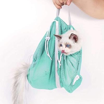 China Durable Anti-bite and Anti-scratch Polyester Grooming Bag Soft Wash Cleaning Adjustable Shower Bag For Cat for sale