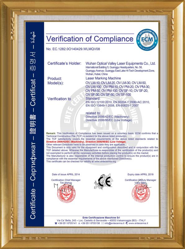 Certificate of Compliance - Wuhan Optical Valley Future Laser Equipments Co.,Ltd