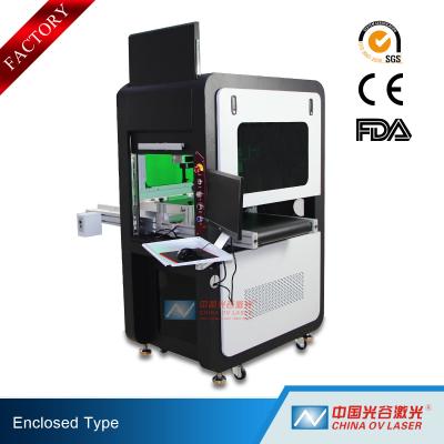 China High Precision Big Enclosed Fiber Laser Marking Machine 100W with Conveyor for sale