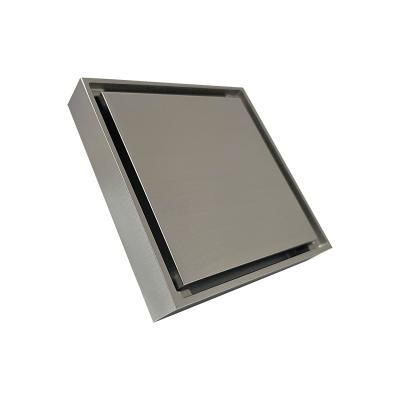 China New Type Rustproof Modern Design 100mm Matte Black Bathroom Shower Square Concealed Brass Floor Drain for sale