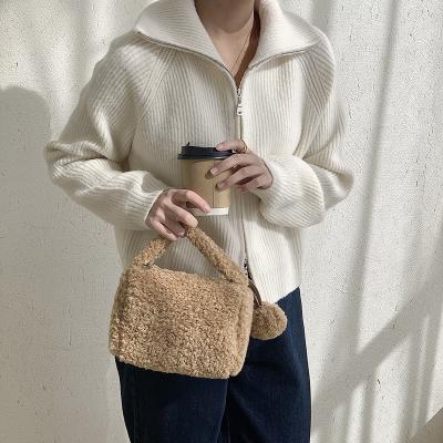 China New Lambskin Woolen Shoulder Bag Candy Color Women's Small Square Chain Bag Fashion Bag for sale