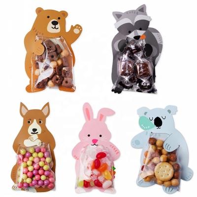 China Handmade 10 Pcs/Pack Cookie Baking Gifts Candy Animal Sweet Bag Greeting Card Decoration Cartoons Packaging Bags for sale