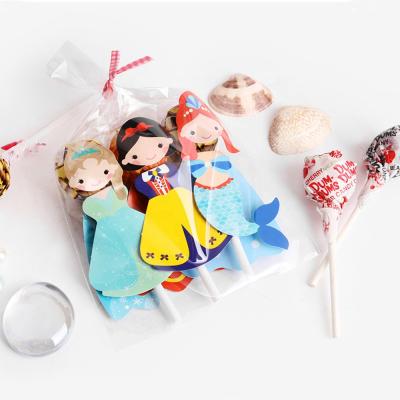 China Disposable 48 Pieces/Pack Cartoon Princess Paper Lollipop Decoration Cards Gift Pack For Kids Party Decor for sale