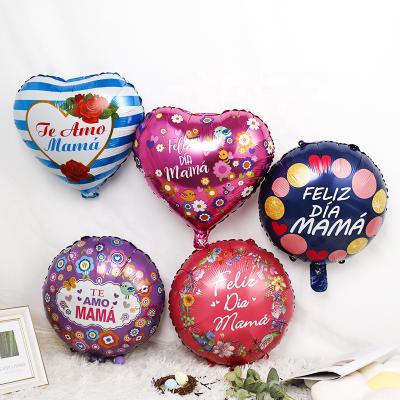 China Foil Spanish Round 18 Inch Heart Mom Mother Mothers Day Party Decoration Foil Balloon for sale