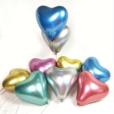 China Gift Toy 50 Pcs/Pack 10 Inch Love Heart Party Chrome Latex Metallic Balloons For Wedding Birthday Valentines Day Decor Globos Balloon for sale