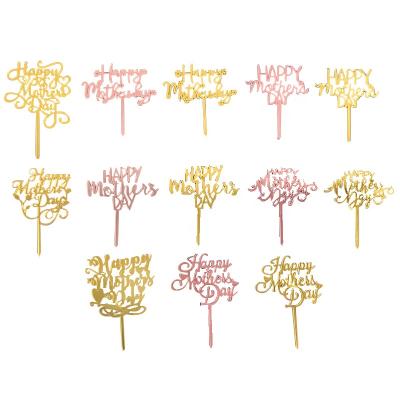 China Acrylic Theme Happy Gold Mothers Day Letter Cake Topper Decoration for sale