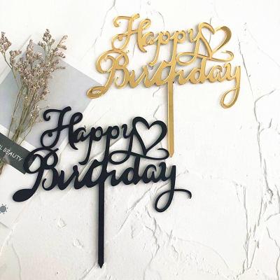 China Acrylic Love Heart Happy Birthday Letter Cake Topper Decoration for sale