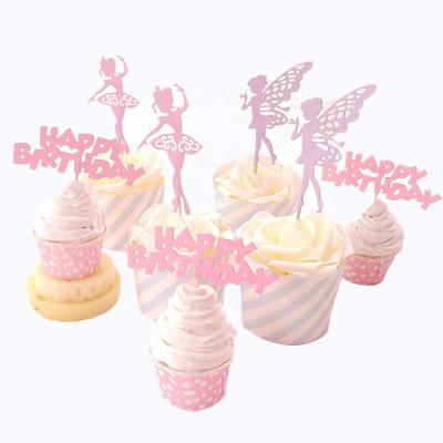 China 5 PCs Just Paper/Cake Topper Package Elf Girl Paper Set For Happy Birthday Party Decoration Cupcake Toppers for sale