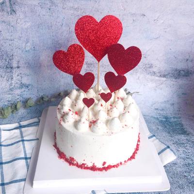 China 7 Pcs Glitter Love Heart Paper/Cake Set Topper Decoration Set for sale