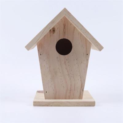 China Sustainable High Quality Handmade Houses Wholesale Artificial Garden Small Craft To Stand Decorated Wooden Bird House for sale