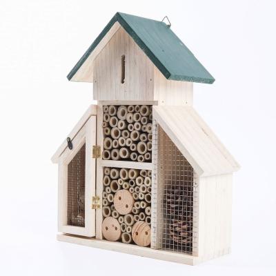 China Multi Sustainable Wooden Christmas Insect Rooms Hotel Habitat Bamboo Handmade Honey Garden For Outdoor Wood Bee House for sale