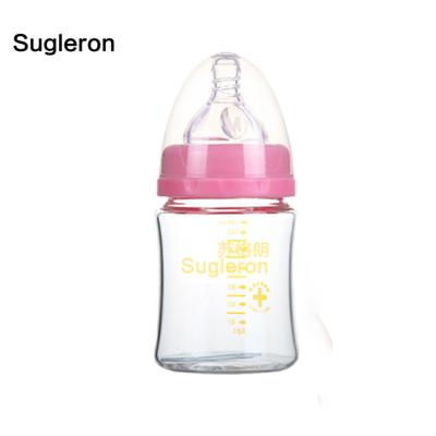 China 0% BPA 150ml High Borosilicate Glass Baby Bottle With Soft Silicone Nipple for sale