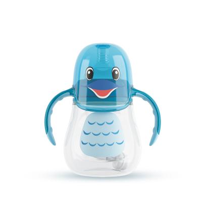 China BPA Free Wide Mouth PP Cartoon Feeding Baby Milk Bottle With Water Cup for sale