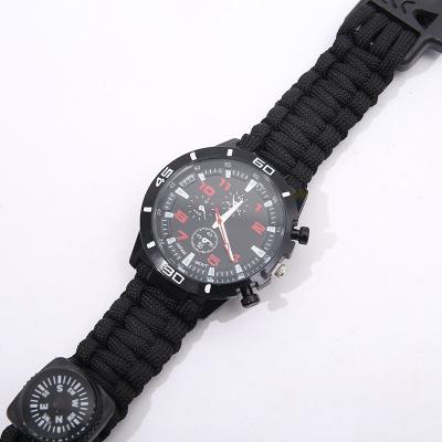 China Outdoor Climbing Camping Climbing Water Proof Polyester Compass JETSHARK Watch Rope Survival Rope Compass Loose Braided Flint for sale