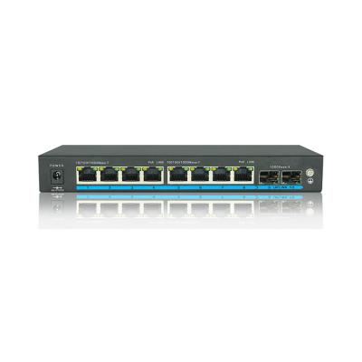 China POE Ethernet Smart Network Optical Fiber Switches 10 Port Gigabit POE Switch for sale