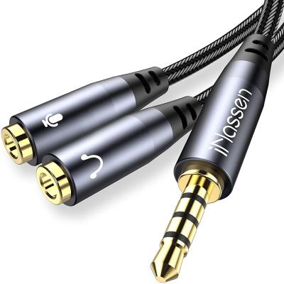 China COMPUTER Headset Splitter, 3.5mm Audio + Mic Stereo Splitter Audio Splitter 3.5mm Male CTIA 4 Pole TRRS To 2 x 3.5mm Female Jack for sale