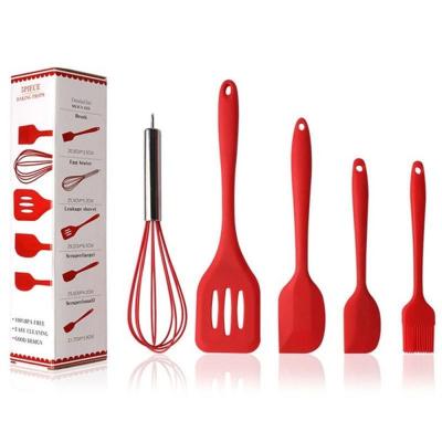 China Food Grade Silicone Viable Kitchenware Set 5 Pieces Heat Resistant Kitchen Baking Spatula Set Cake Baking Tools for sale